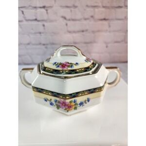 Epiag D.F. Alameda Royal Czechoslovakia 1920's Sugar Bowl Porcelain Gold Trim